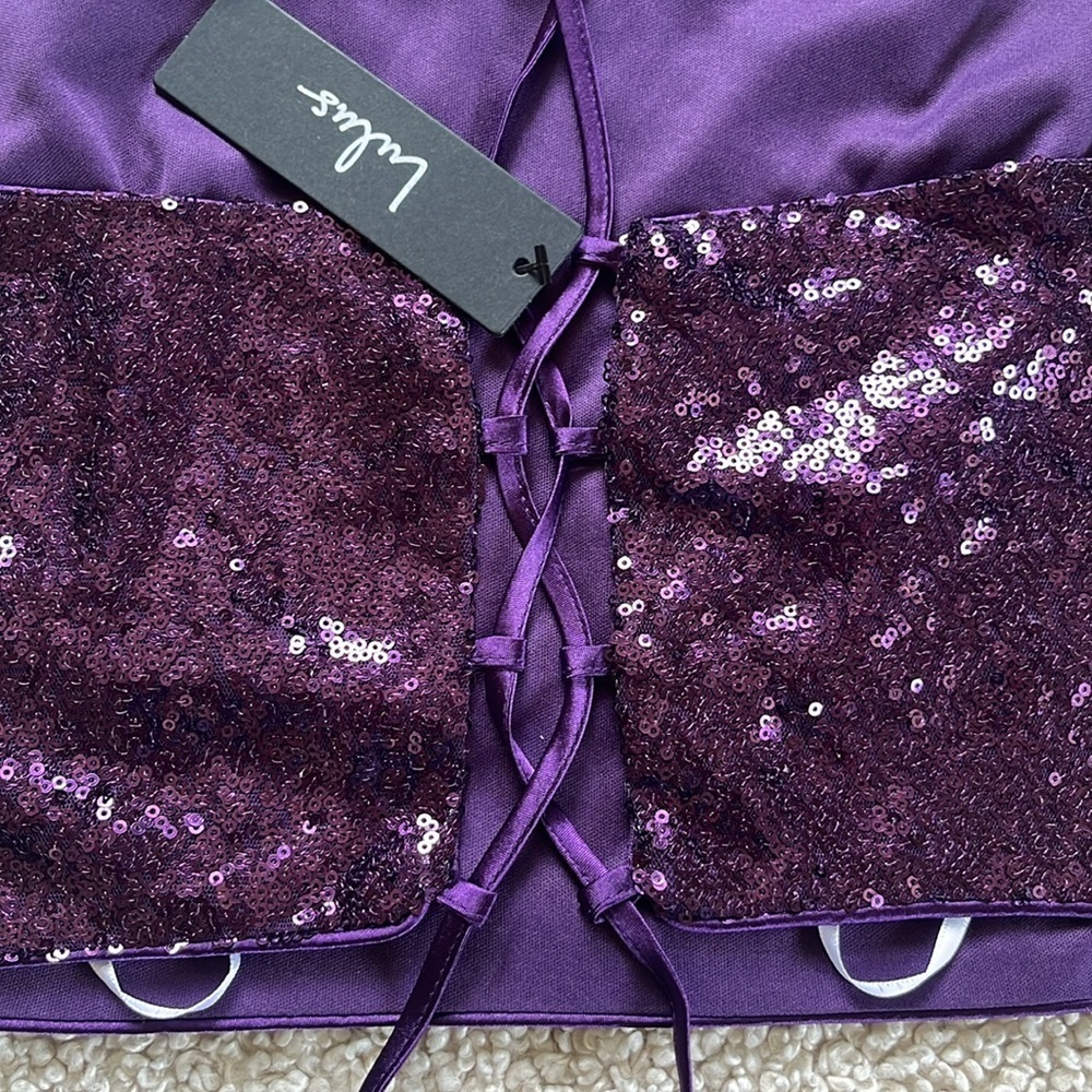 LULUS Purple Sequin Lace-Up Two-Piece Mini Dress NWT Size Large - Picture 12 of 14
